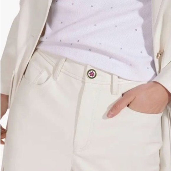 STAUD Eli Ivory White Vegan Leather Straight Leg Pants Size 16 - Picture 2 of 13